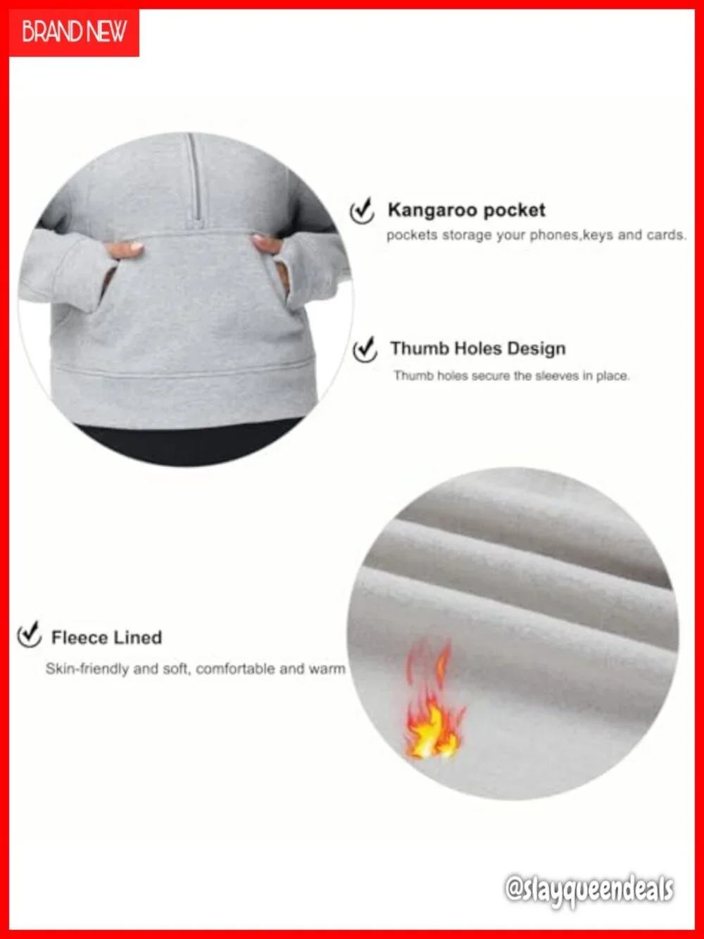 Women's Half Zip Fleece Crop Sweatshirt with Kangaroo Pocket